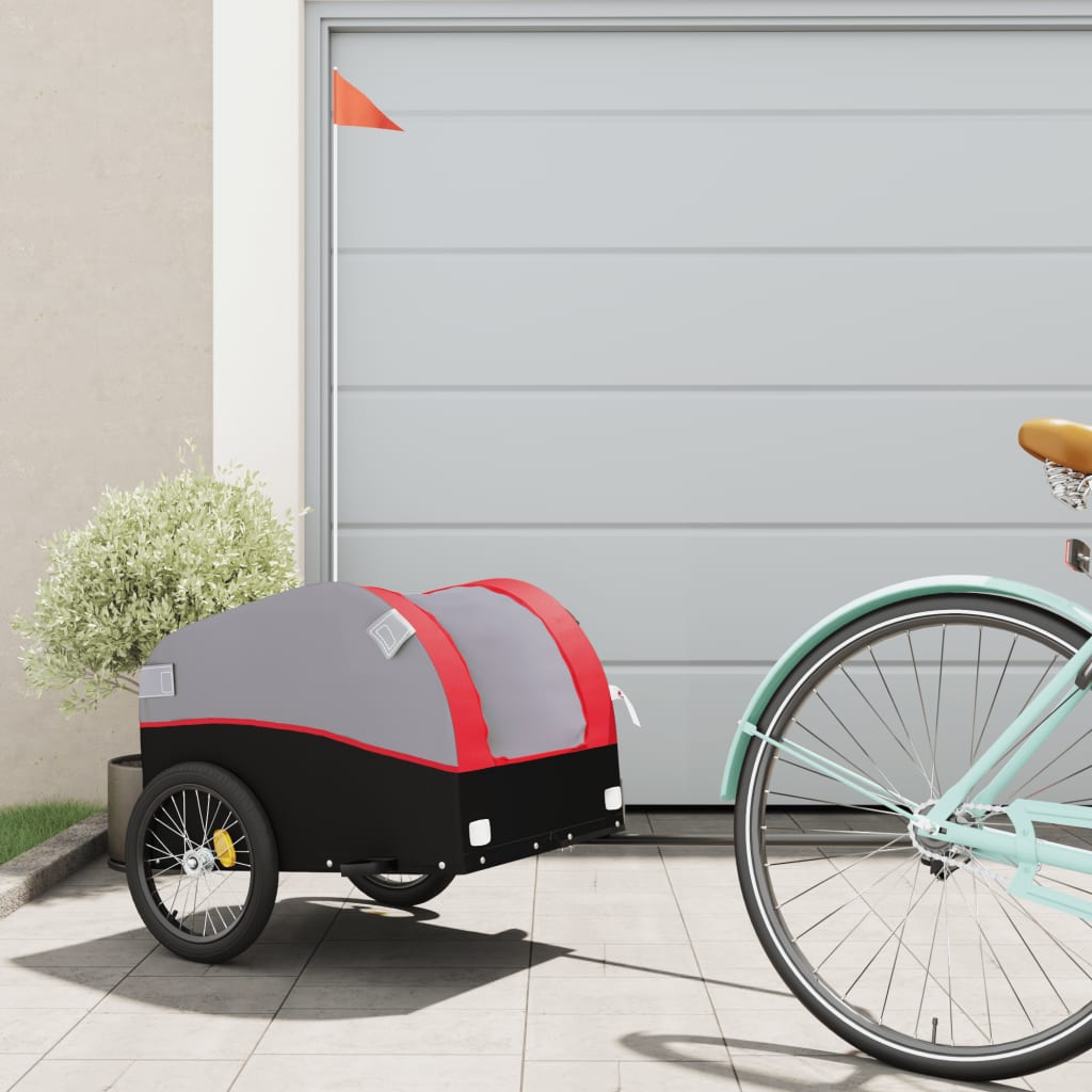 cykelanhænger 30 kg jern sort og rød billede