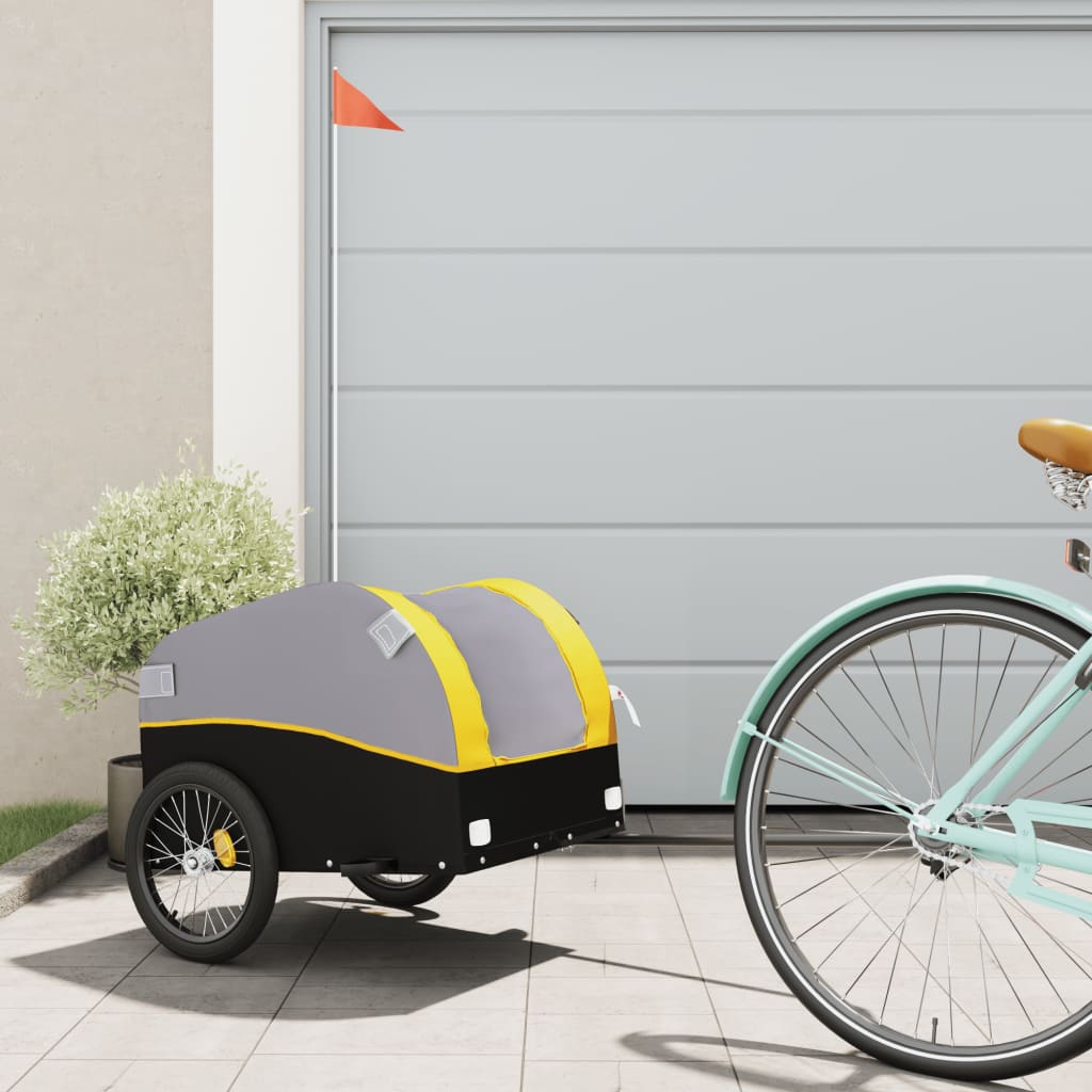 cykelanhænger 30 kg jern sort og gul billede