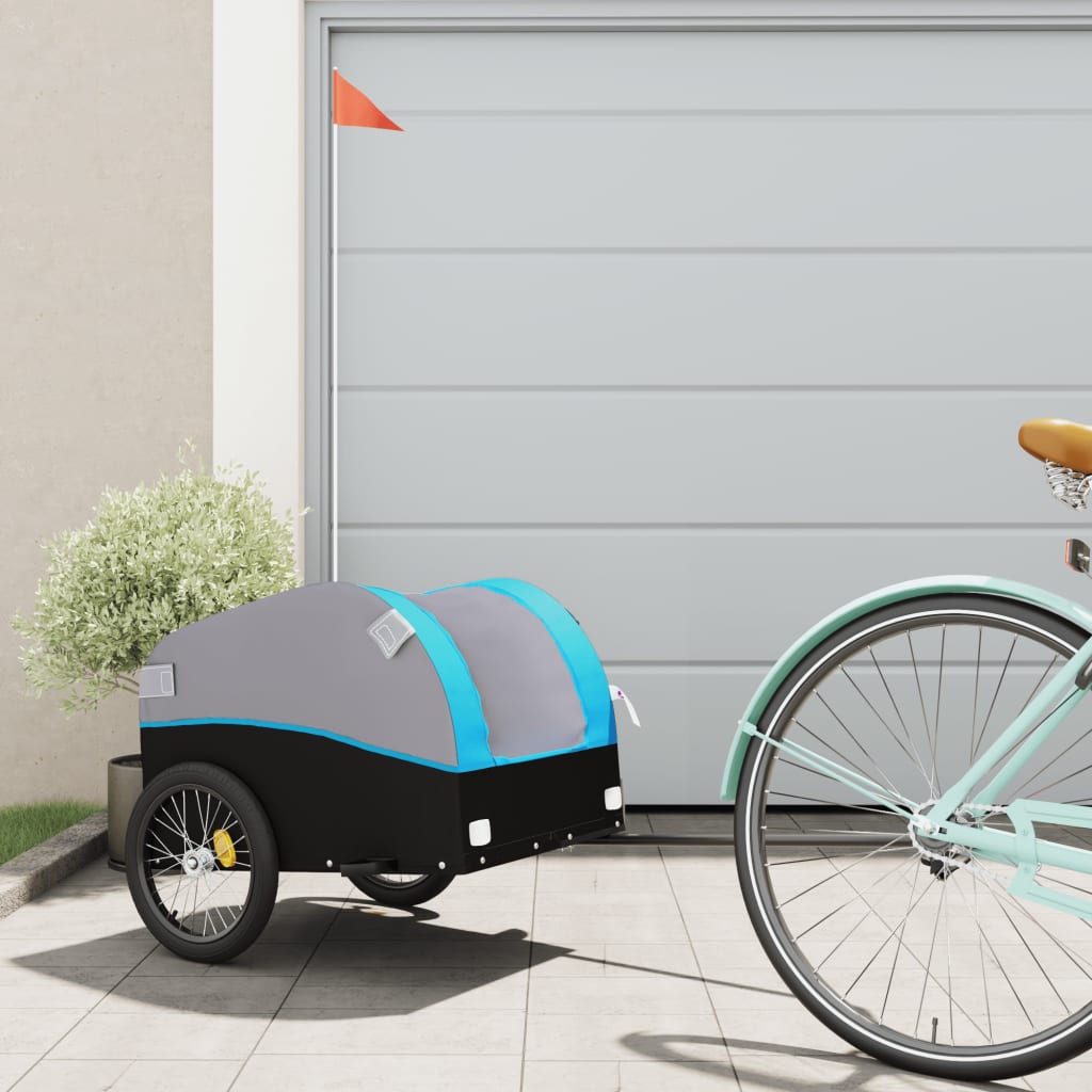 cykelanhænger 30 kg jern sort og blå billede