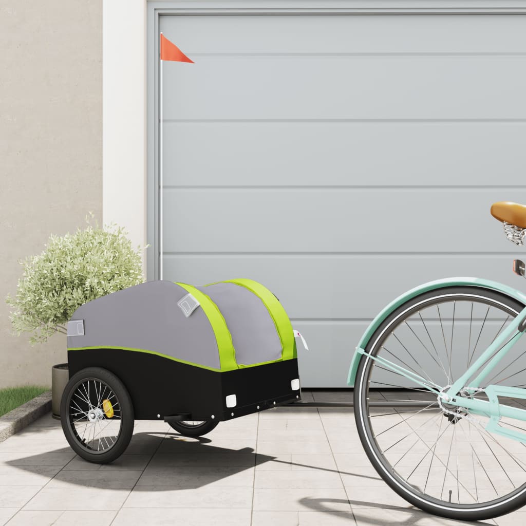 cykelanhænger 30 kg jern sort og grøn billede