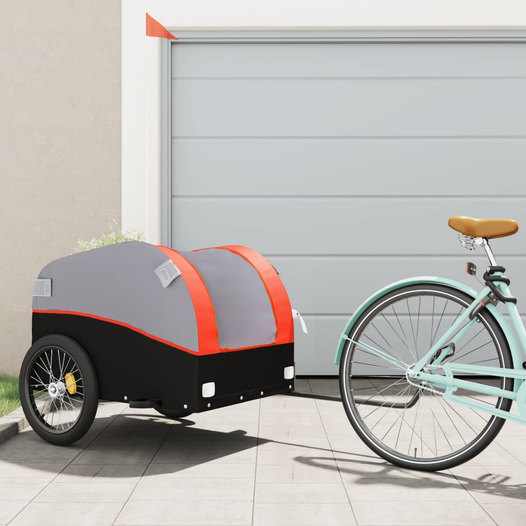 cykelanhænger 45 kg jern sort og orange billede