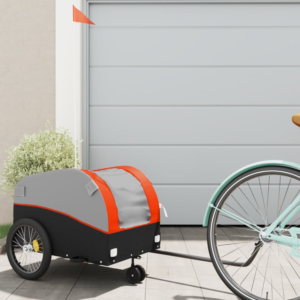 cykelanhænger 30 kg jern sort og orange billede
