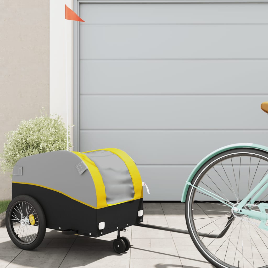 cykelanhænger 30 kg jern sort og gul billede