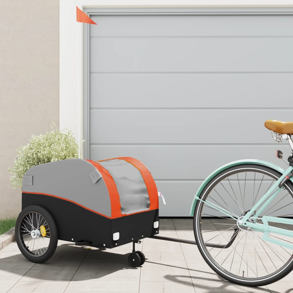 cykelanhænger 45 kg jern sort og orange billede