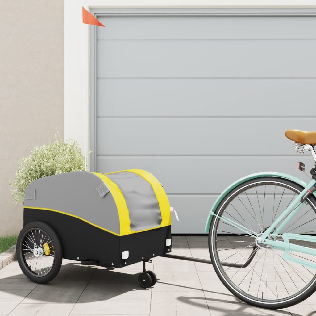 cykelanhænger 45 kg jern sort og gul billede