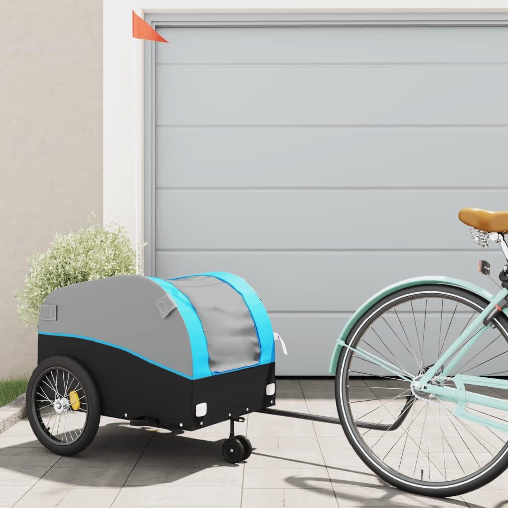 cykelanhænger 45 kg jern sort og blå billede