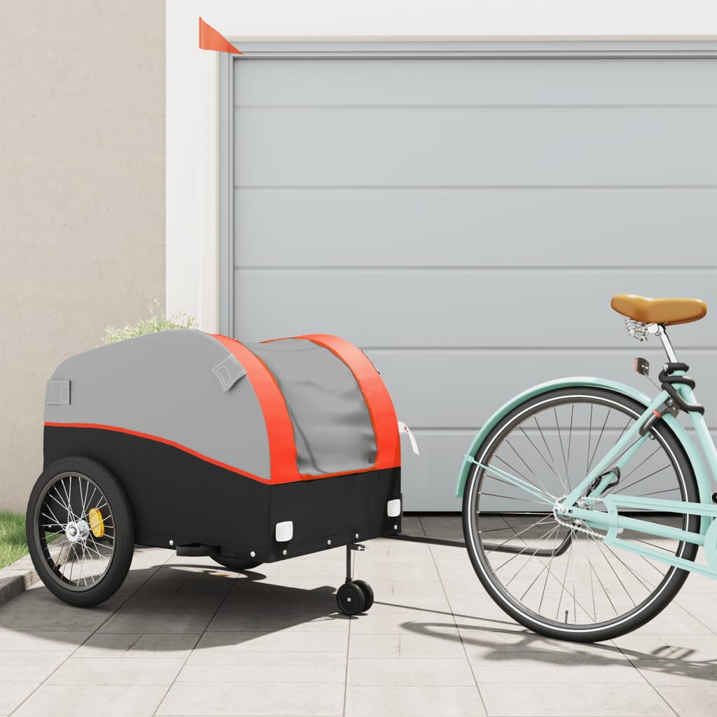 cykelanhænger 45 kg jern sort og orange billede