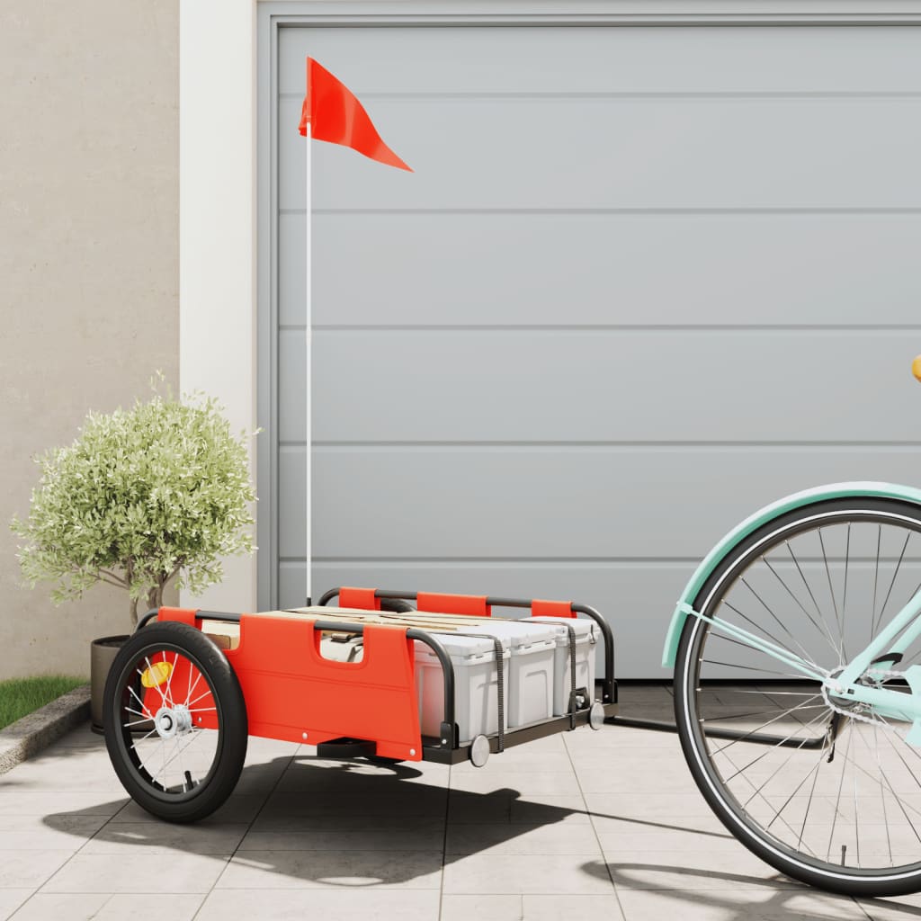 cykeltrailer til kæledyr oxfordstof og jern orange billede