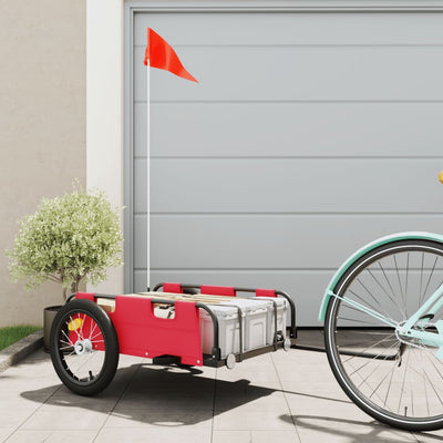 cykeltrailer oxfordstof og jern rød