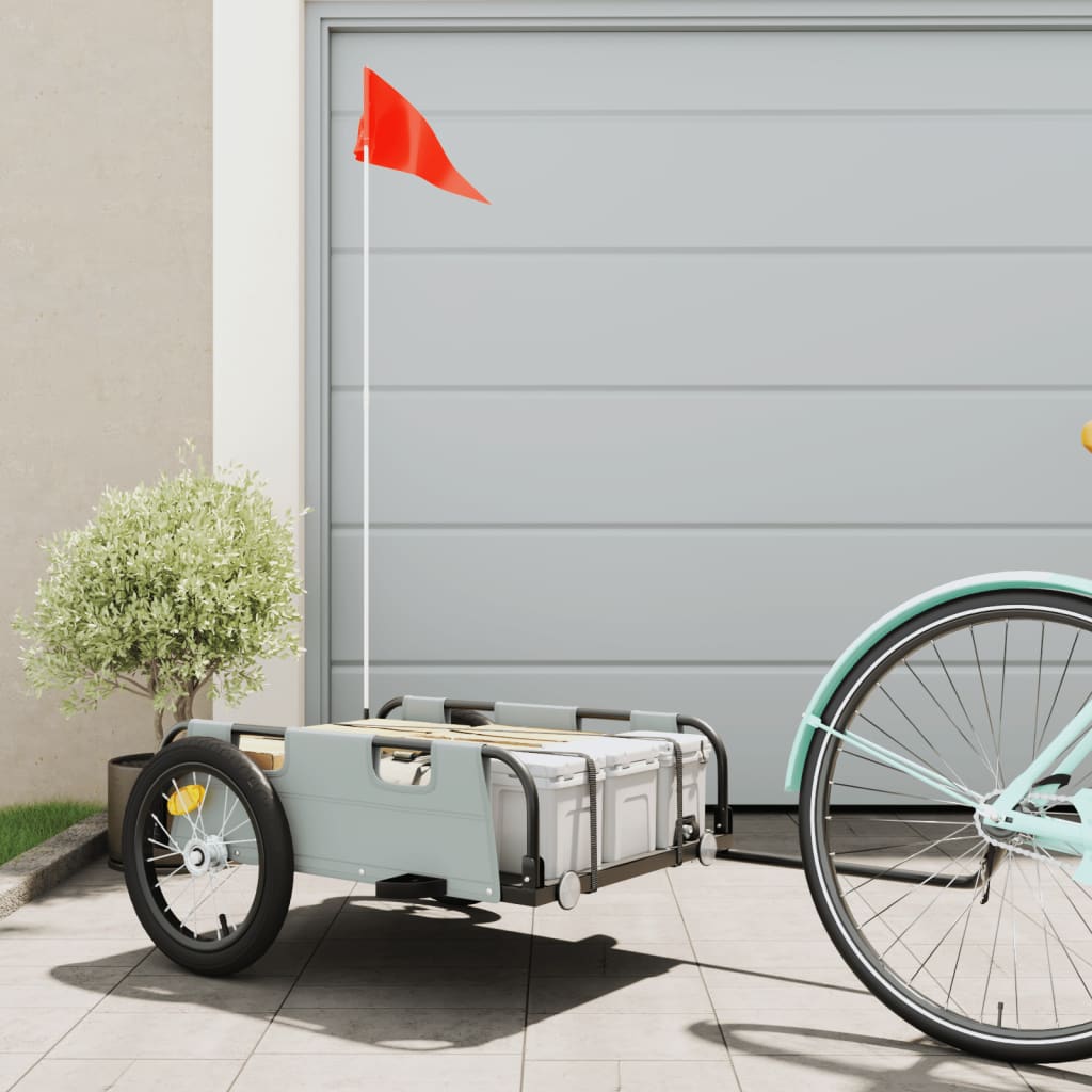 cykeltrailer oxfordstof og jern grå billede