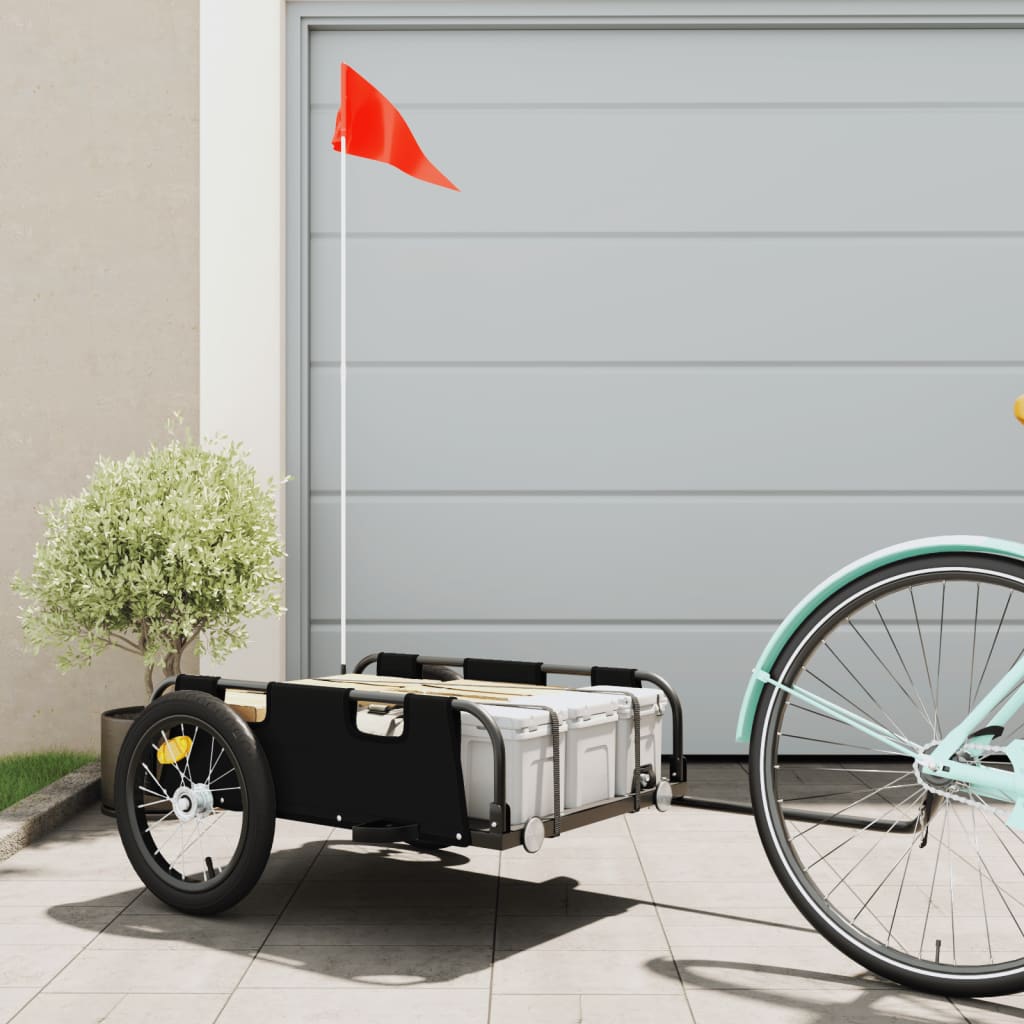 cykeltrailer oxfordstof og jern sort billede