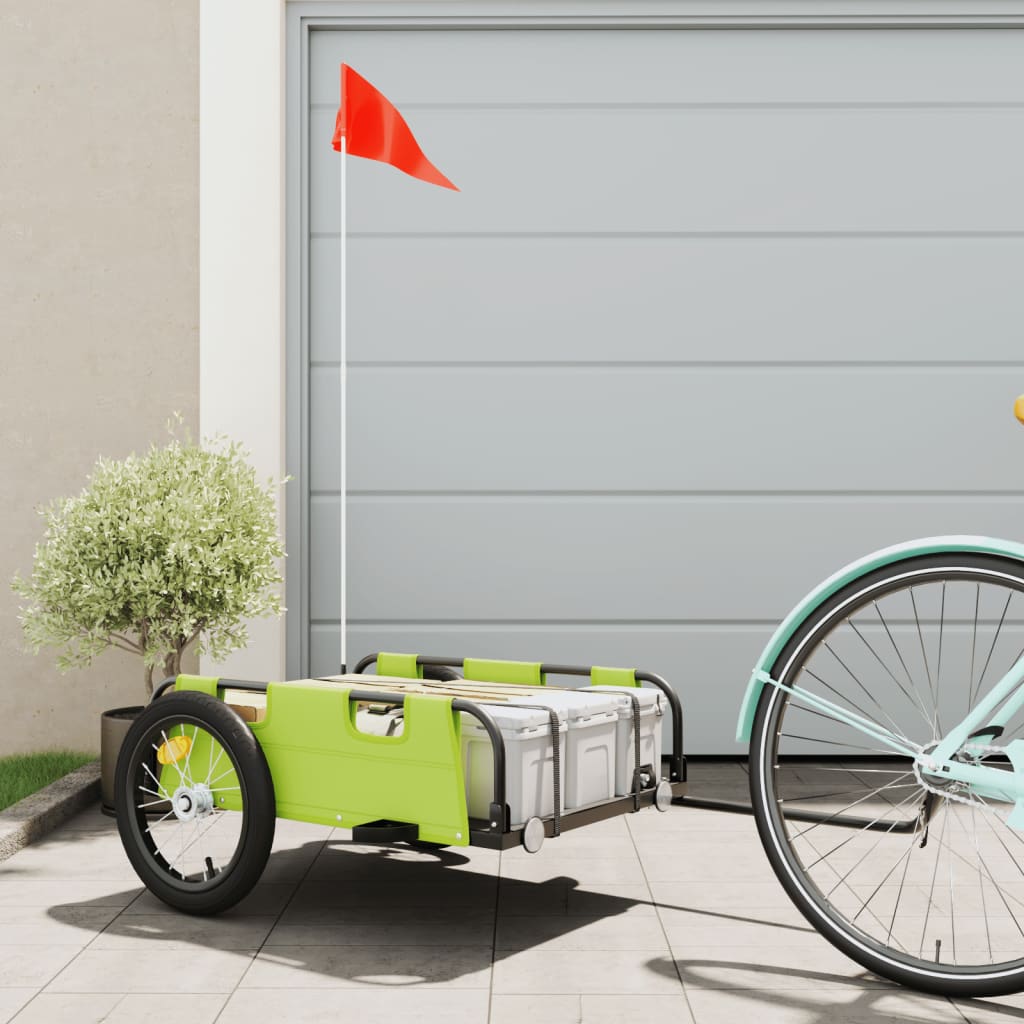 cykeltrailer oxfordstof og jern grøn billede