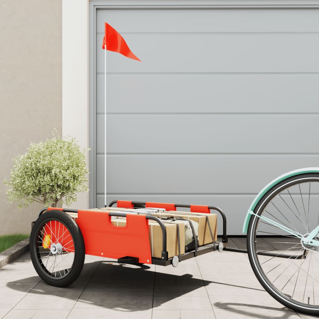 cykeltrailer til kæledyr oxfordstof og jern orange billede