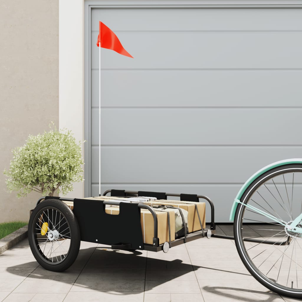 cykeltrailer oxfordstof og jern sort billede
