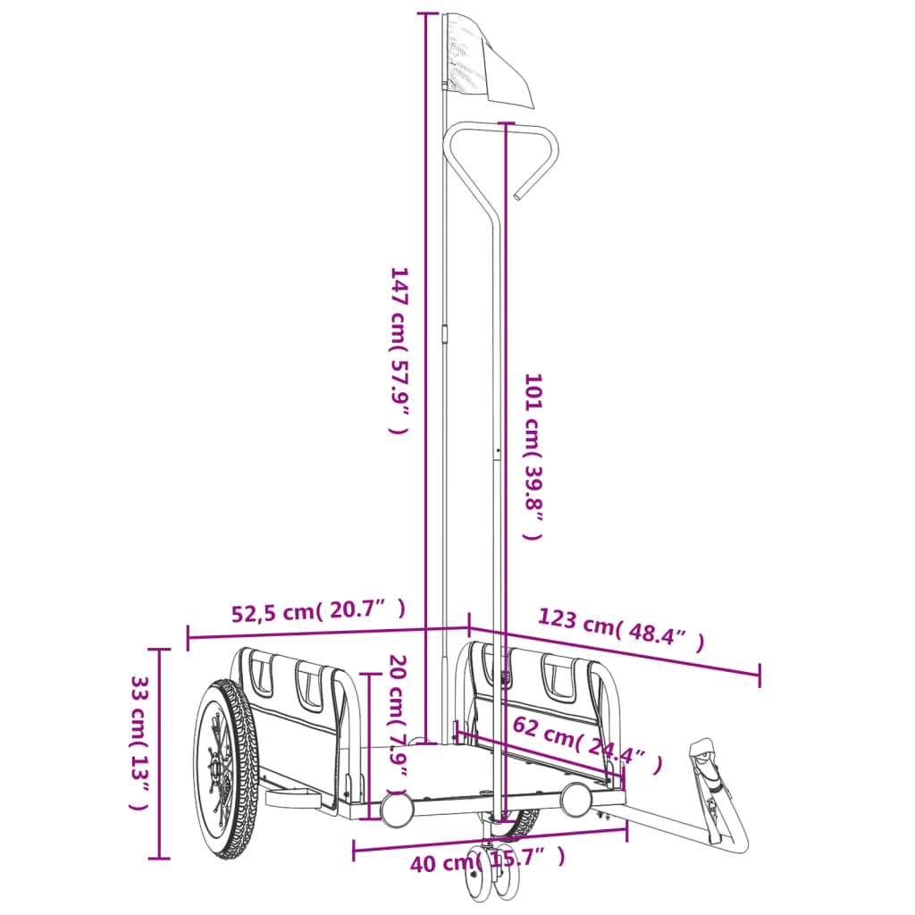 cykeltrailer oxfordstof og jern orange