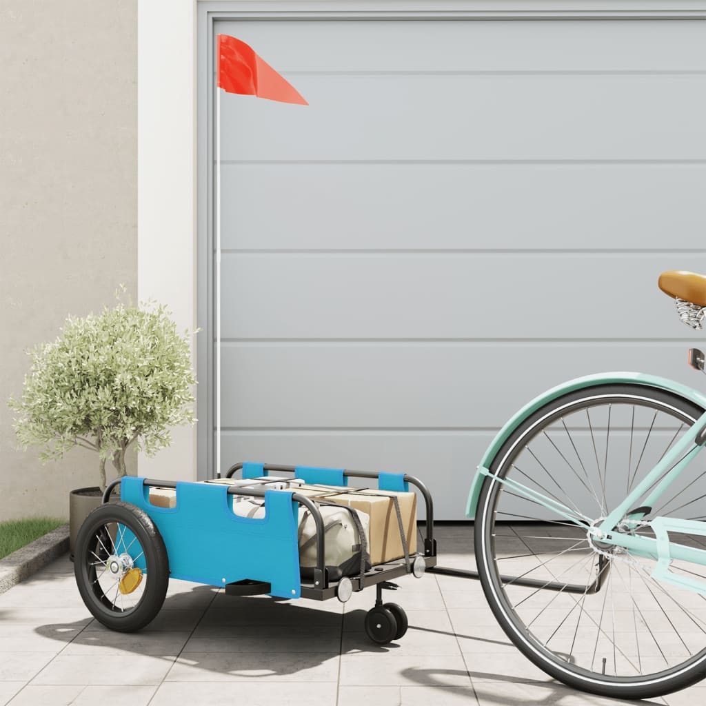 cykeltrailer oxfordstof og jern blå billede