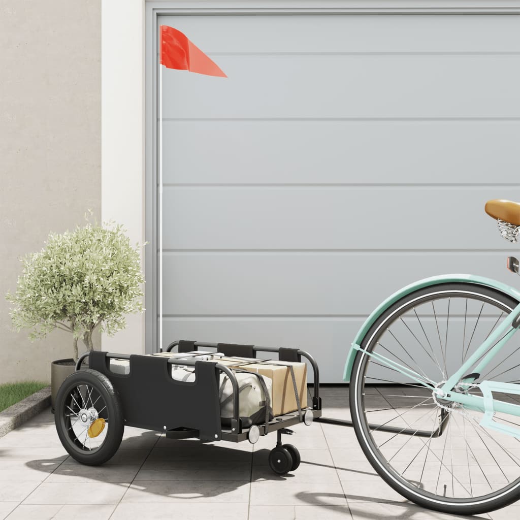 cykeltrailer oxfordstof og jern sort billede
