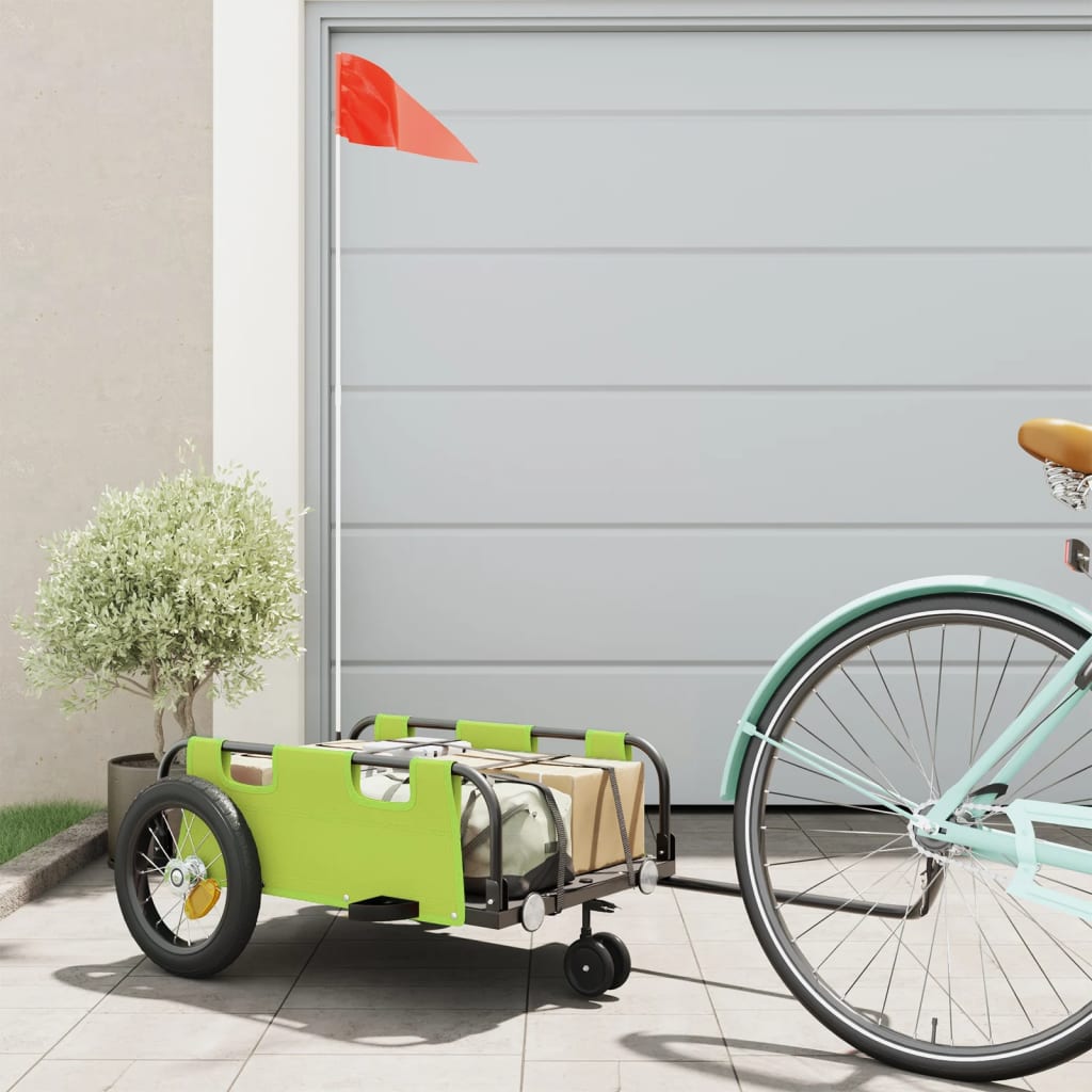 cykeltrailer oxfordstof og jern grøn billede