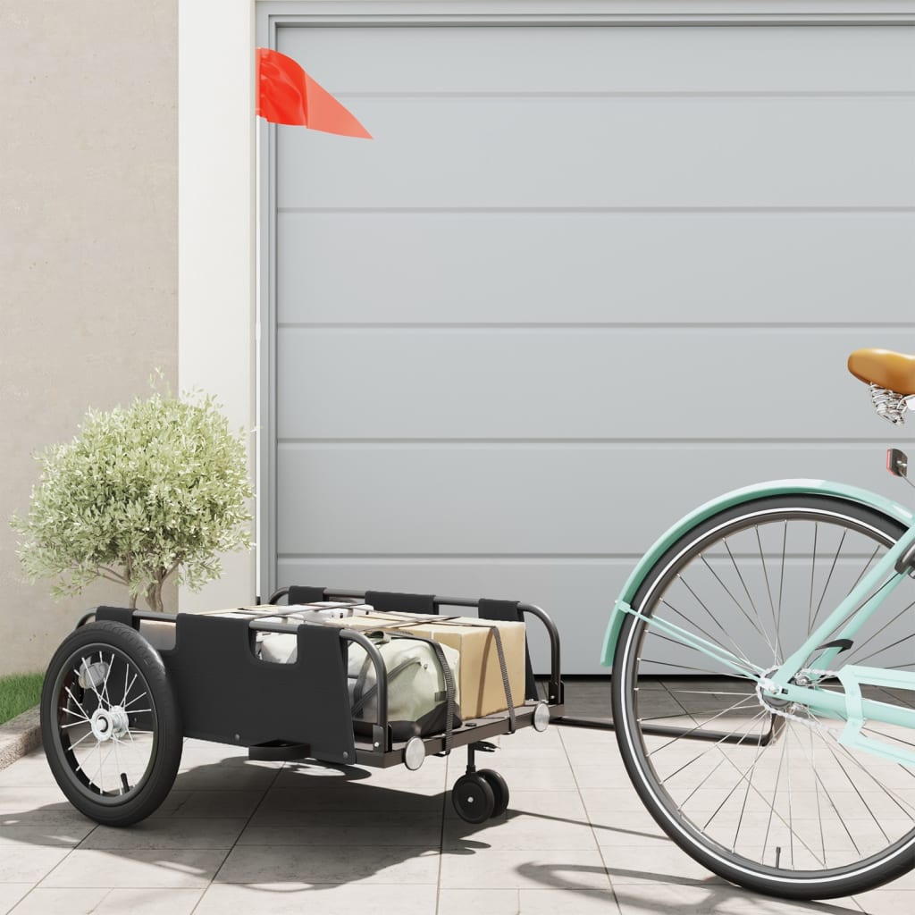 cykeltrailer oxfordstof og jern sort billede