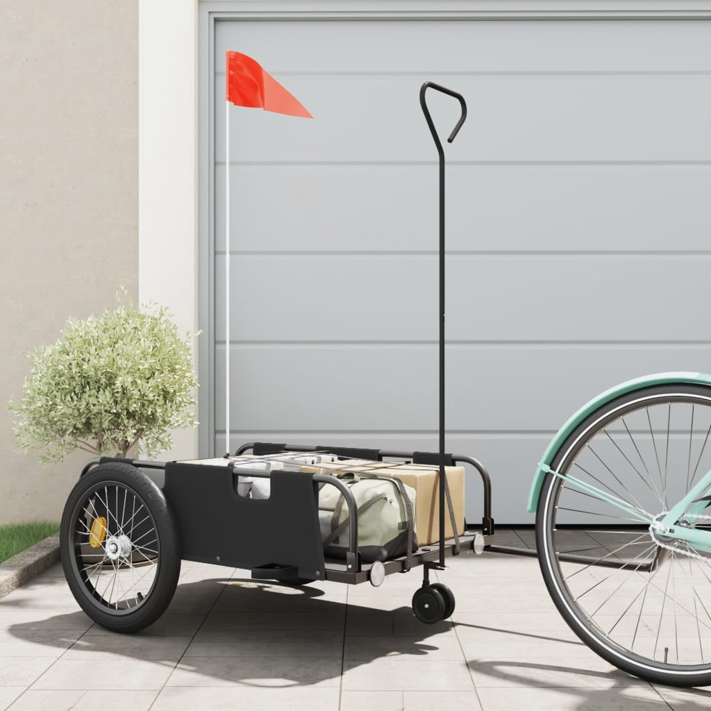 cykeltrailer oxfordstof og jern sort billede