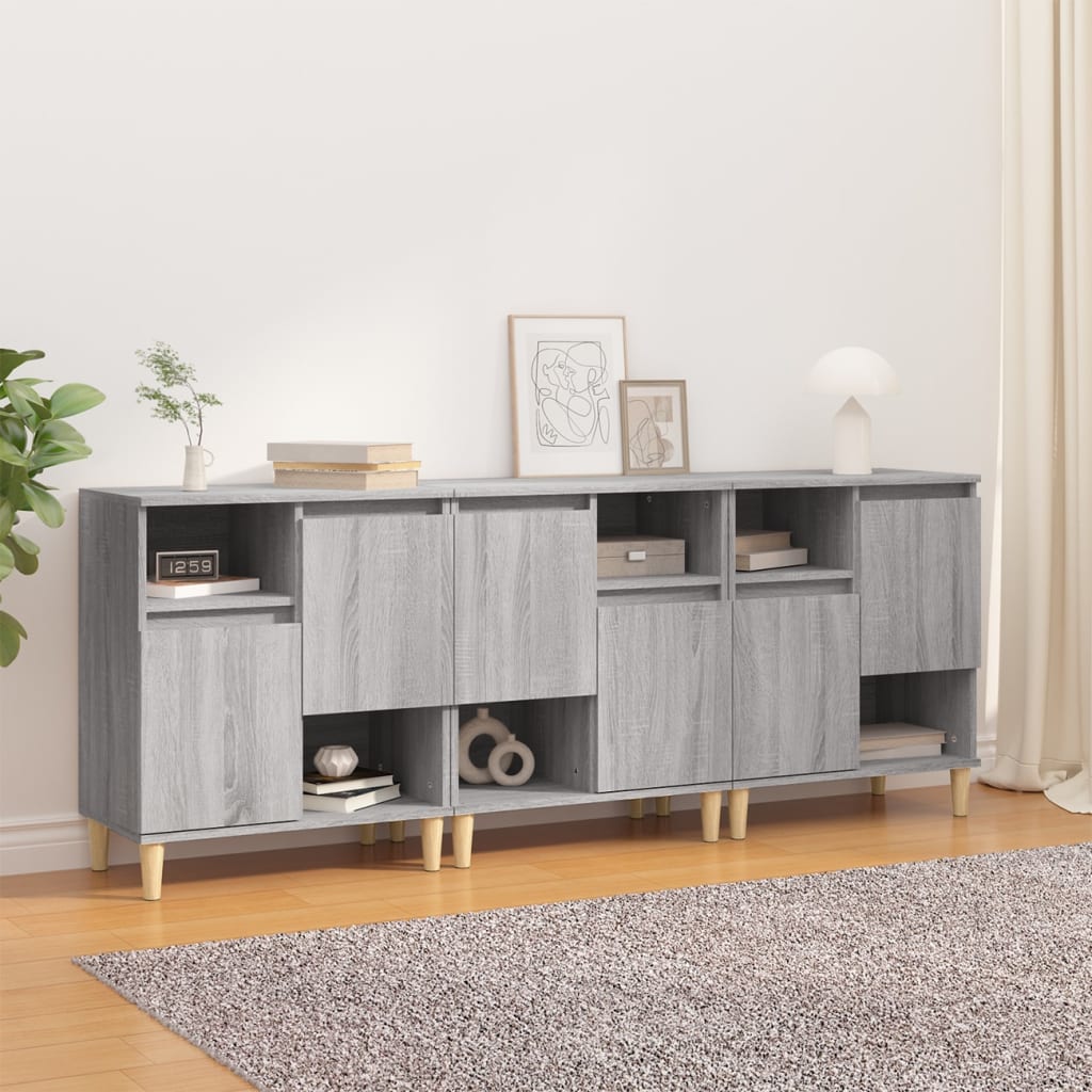 skænke 3 stk. 60x35x70 cm konstrueret træ grå sonoma-eg
