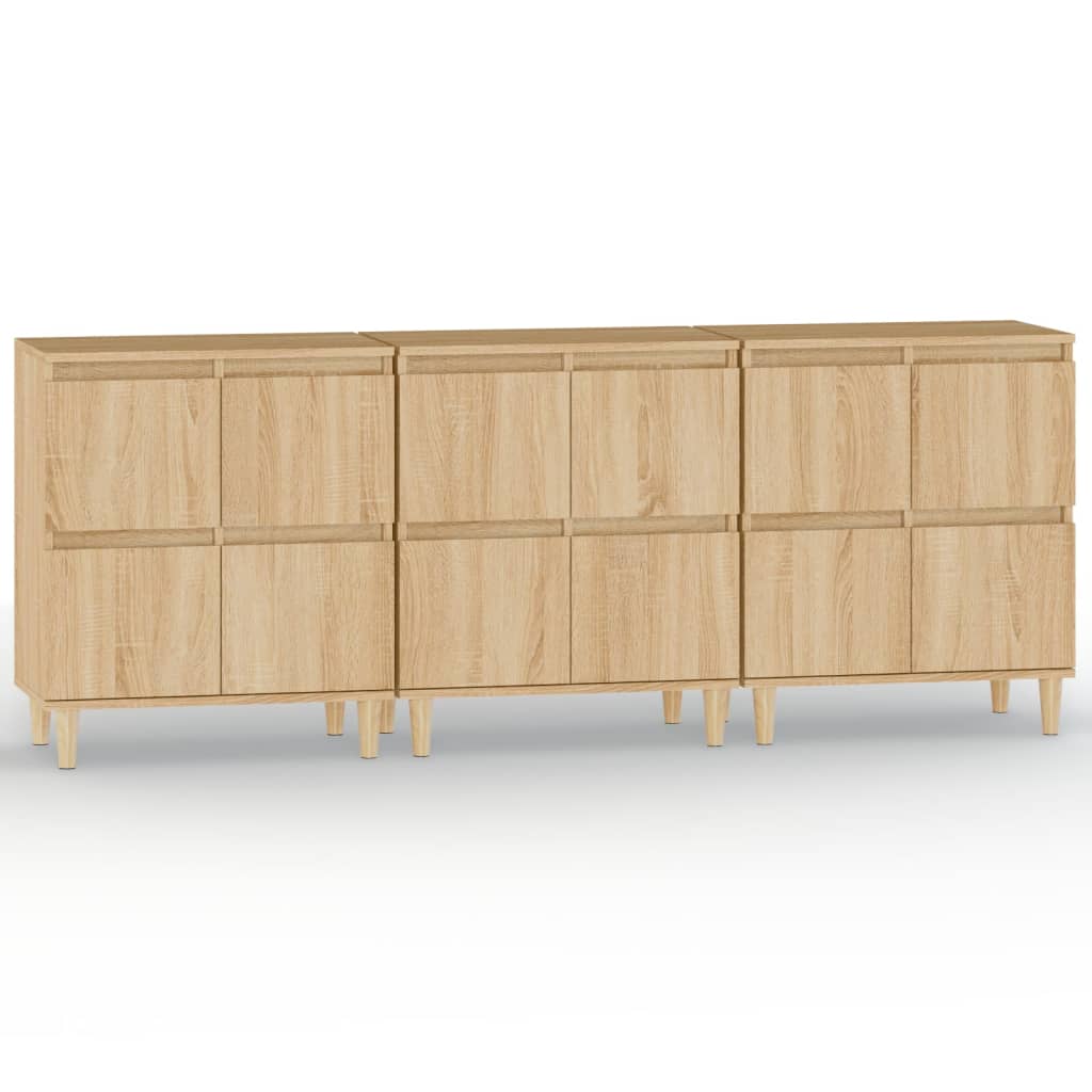 skænke 3 stk. 60x35x70 cm konstrueret træ sonoma-eg