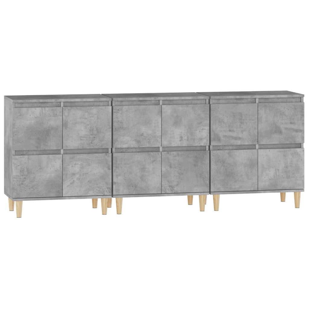 skænke 3 stk. 60x35x70 cm konstrueret træ betongrå