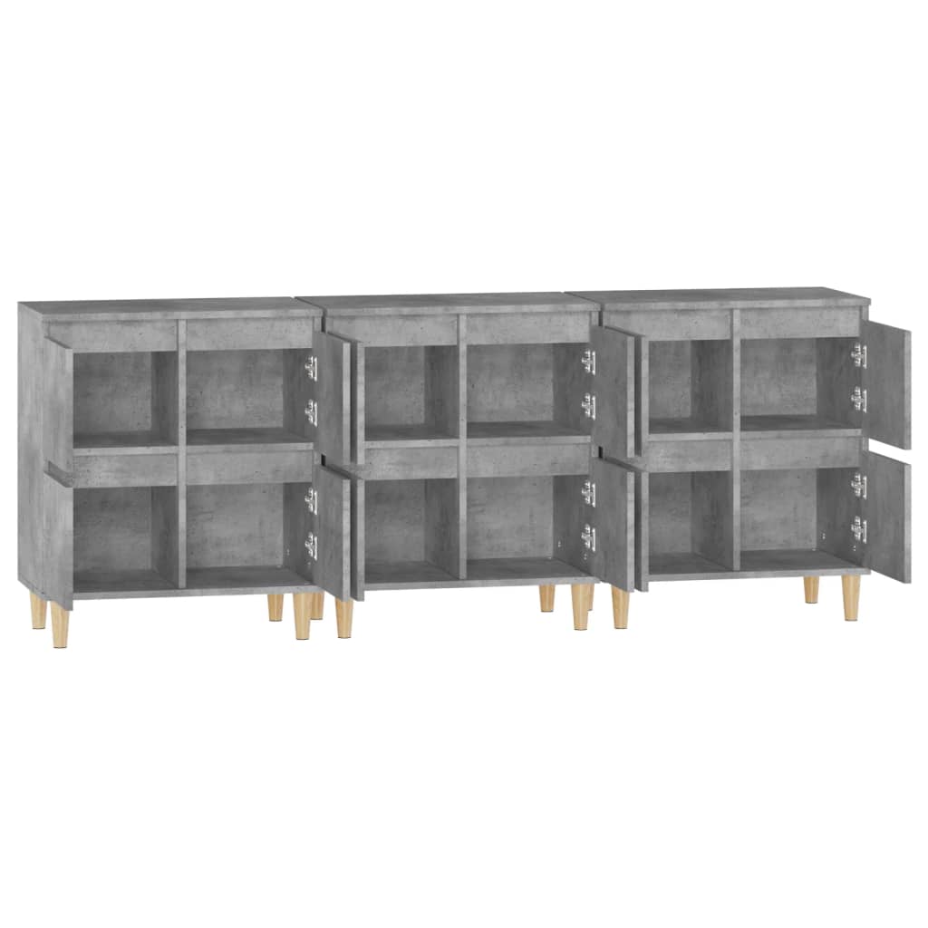 skænke 3 stk. 60x35x70 cm konstrueret træ betongrå