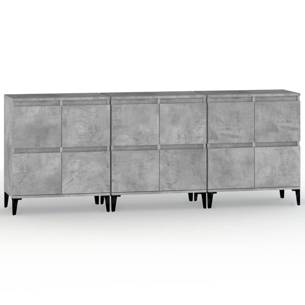 skænke 3 stk. 60x35x70 cm konstrueret træ betongrå