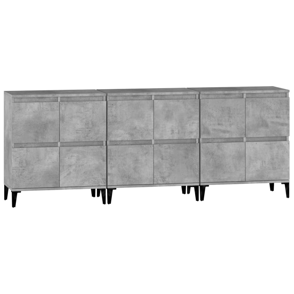 skænke 3 stk. 60x35x70 cm konstrueret træ betongrå