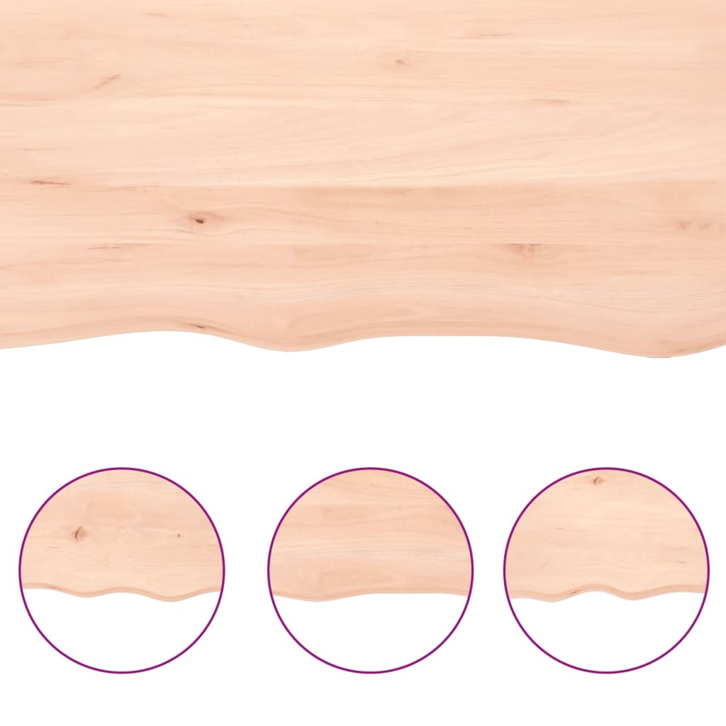 bordplade til badeværelse 40x50x(2-4) cm massivt træ ubehandlet
