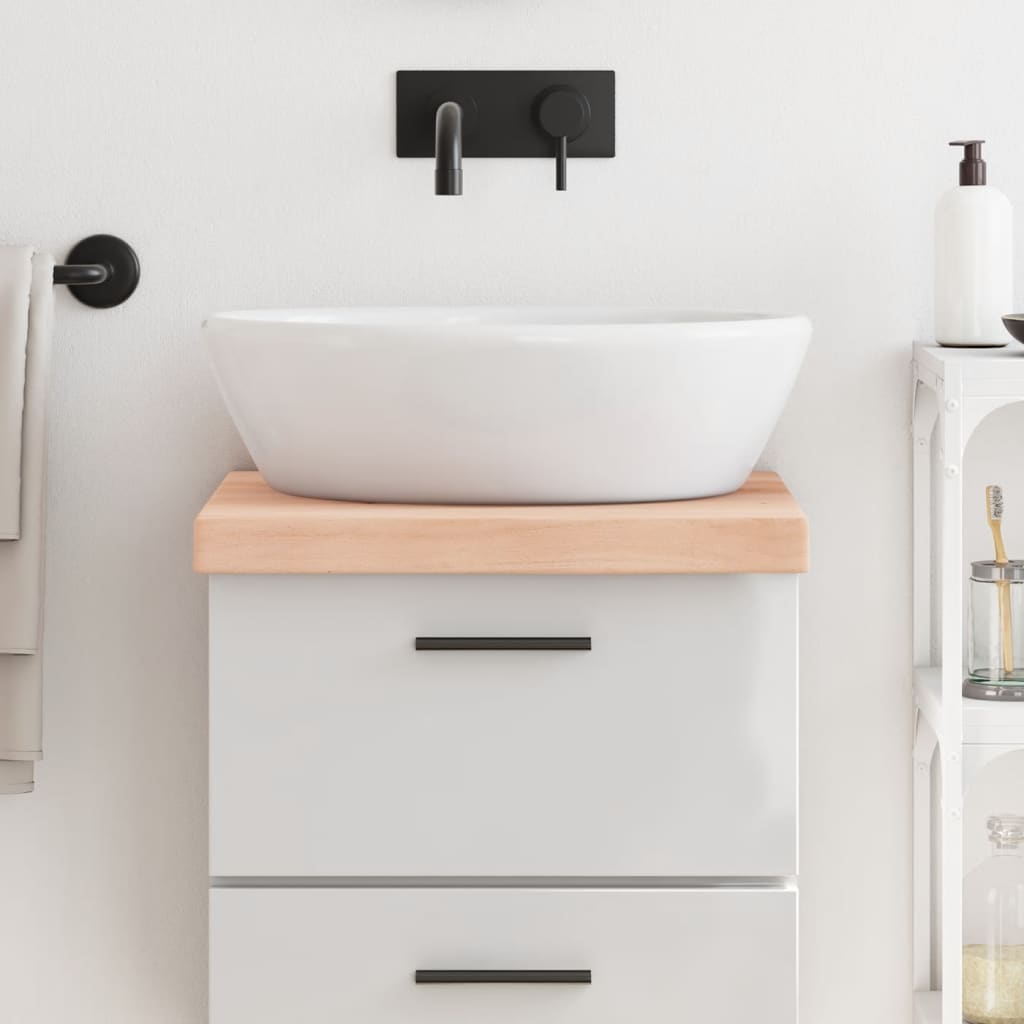 bordplade til badeværelse 40x50x(2-6) cm massivt træ ubehandlet