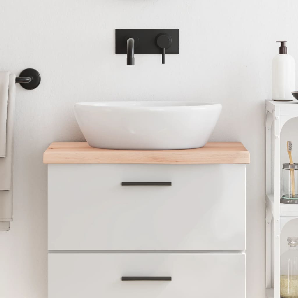 bordplade til badeværelse 60x30x(2-4) cm massivt træ ubehandlet