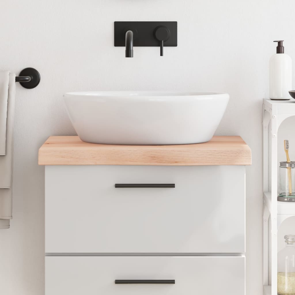 bordplade til badeværelse 60x60x(2-6) cm massivt træ ubehandlet