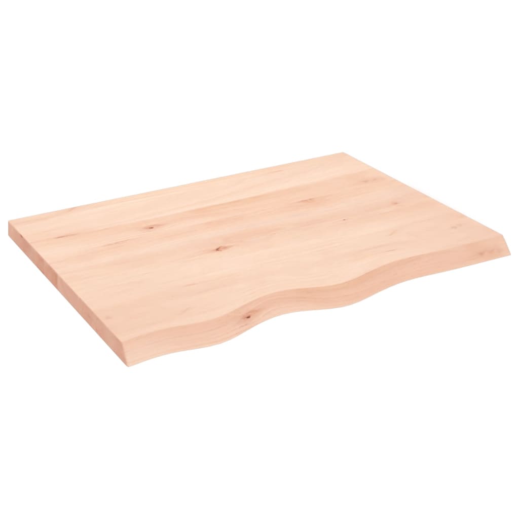 bordplade til badeværelse 80x60x(2-4) cm massivt træ ubehandlet