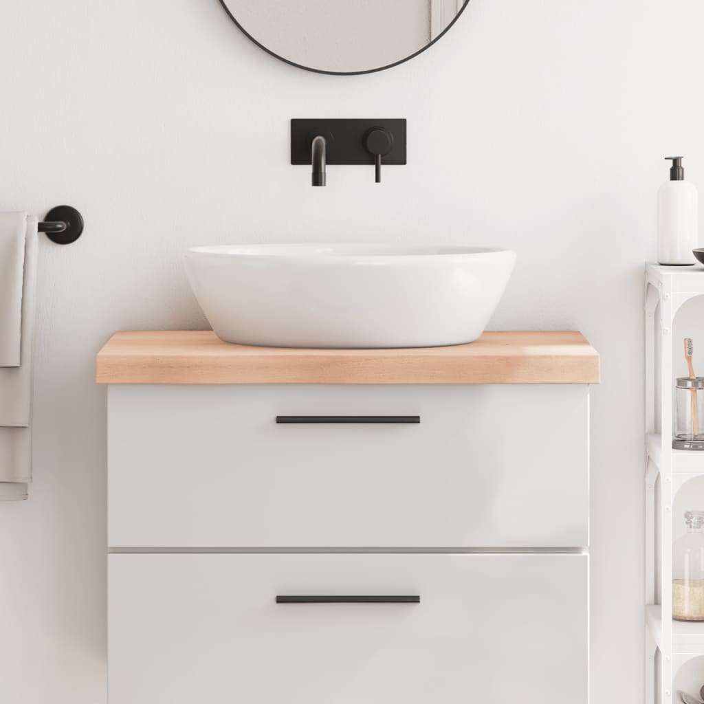 bordplade til badeværelse 80x60x(2-6) cm massivt træ ubehandlet