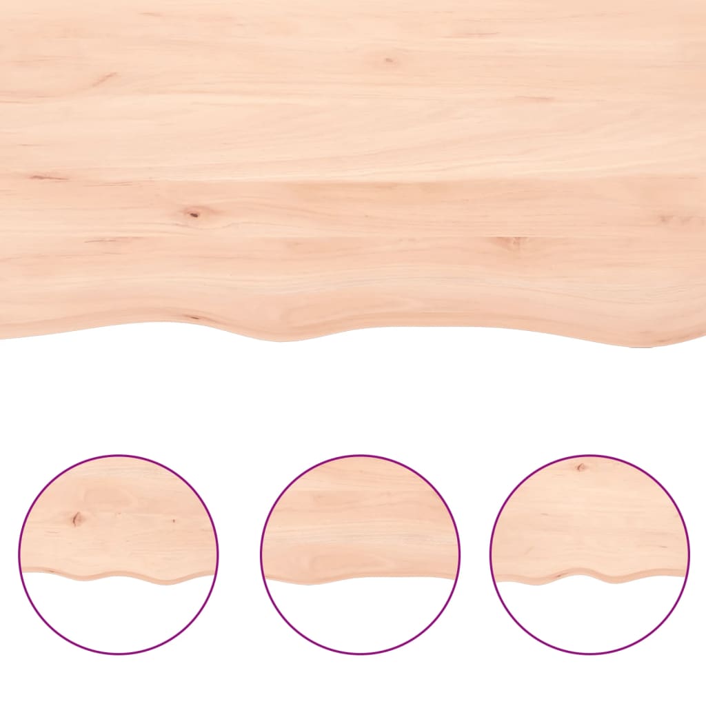 bordplade til badeværelse 100x40x(2-4)cm massivt træ ubehandlet