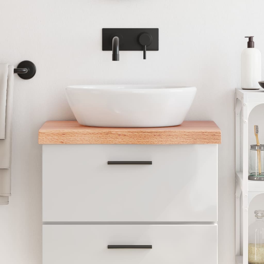 bordplade til badeværelse 60x40x(2-6) cm massivt træ lysebrun