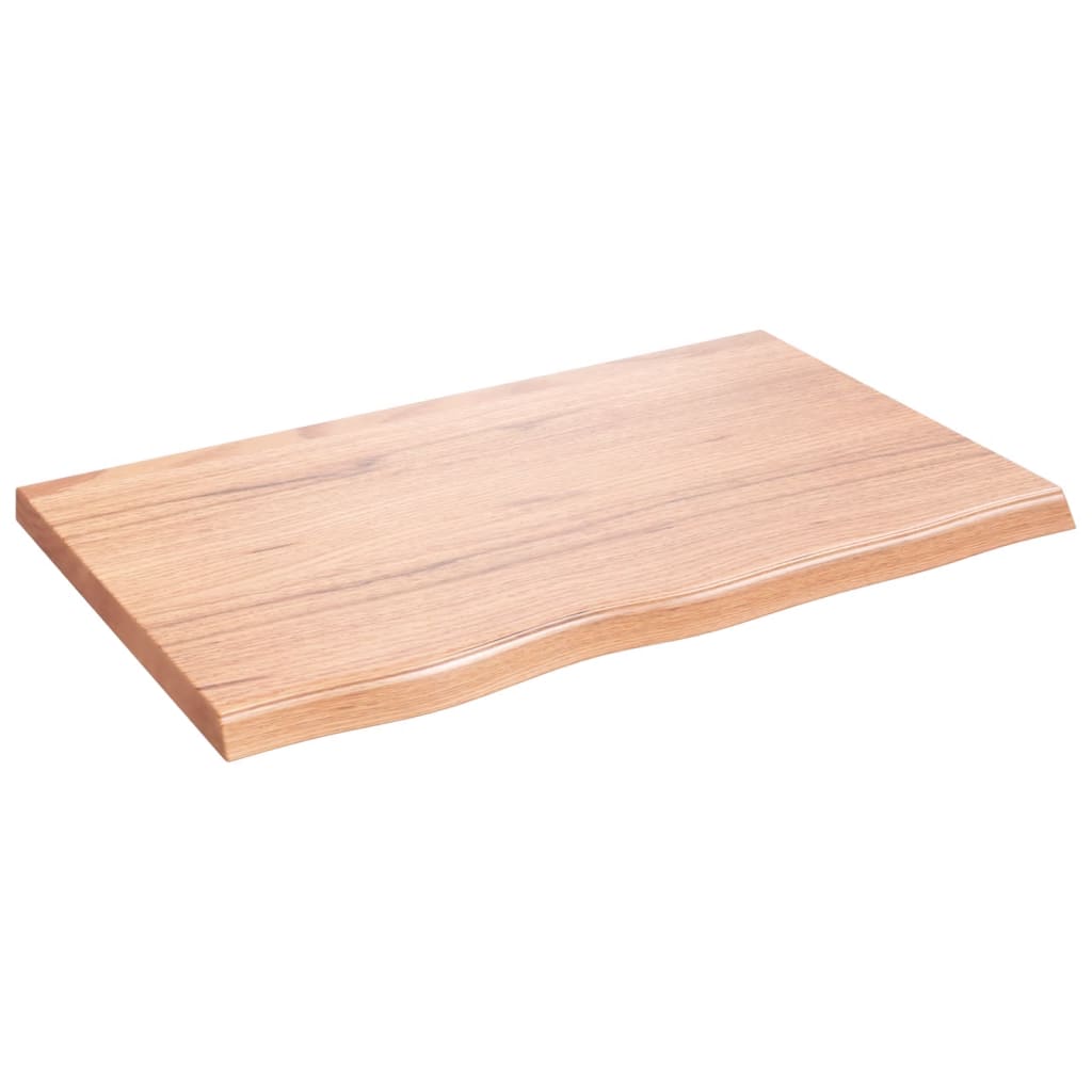 bordplade til badeværelse 80x50x(2-4) cm massivt træ lysebrun