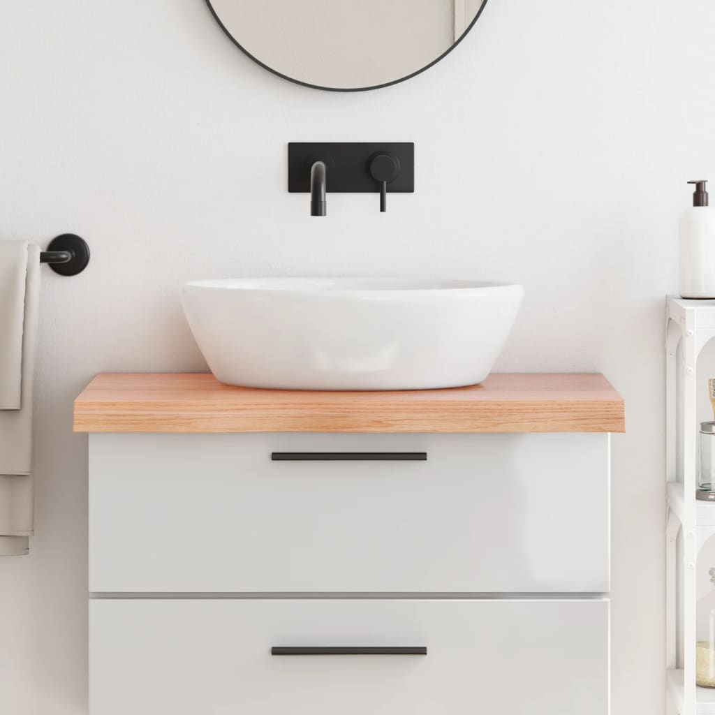 bordplade til badeværelse 80x60x(2-6) cm massivt træ lysebrun