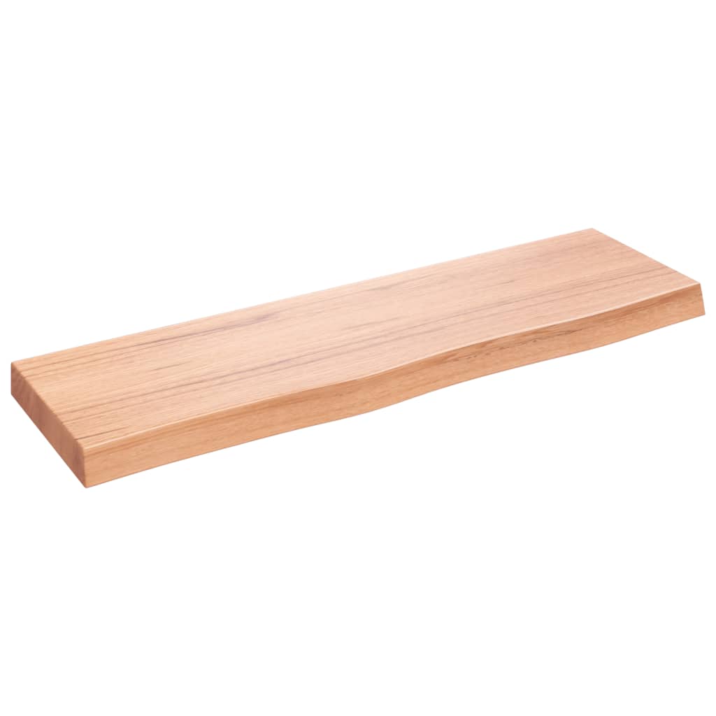 bordplade til badeværelse 100x30x(2-6) cm massivt træ lysebrun