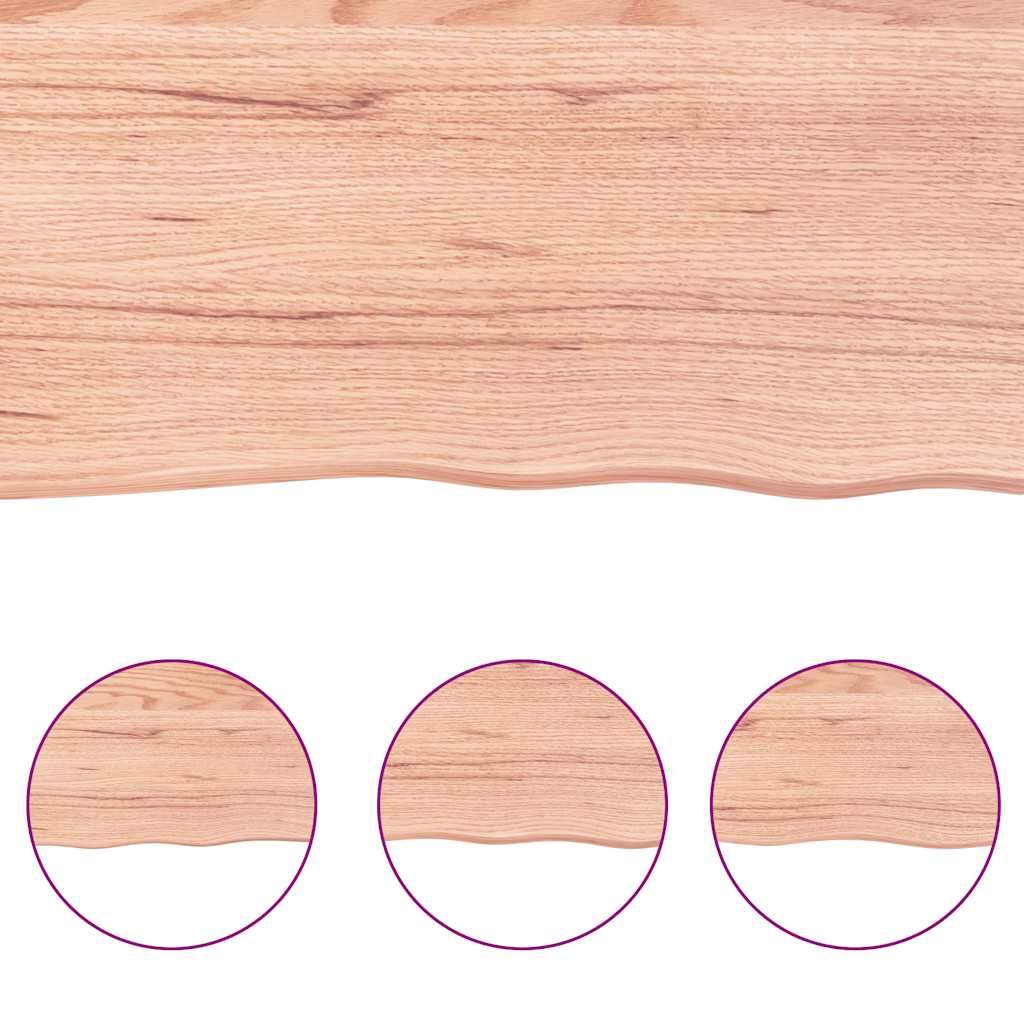 bordplade til badeværelse 140x50x(2-4) cm massivt træ lysebrun