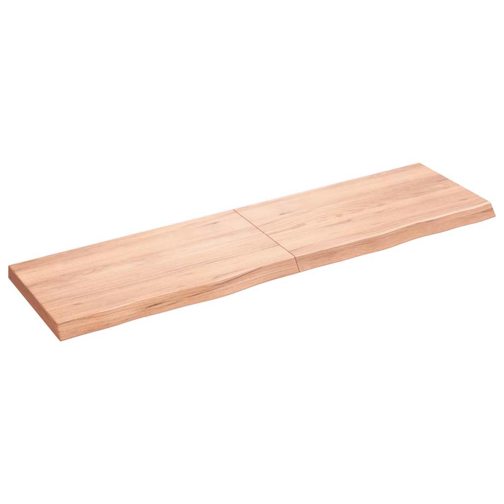 bordplade til badeværelse 180x50x(2-6) cm massivt træ lysebrun