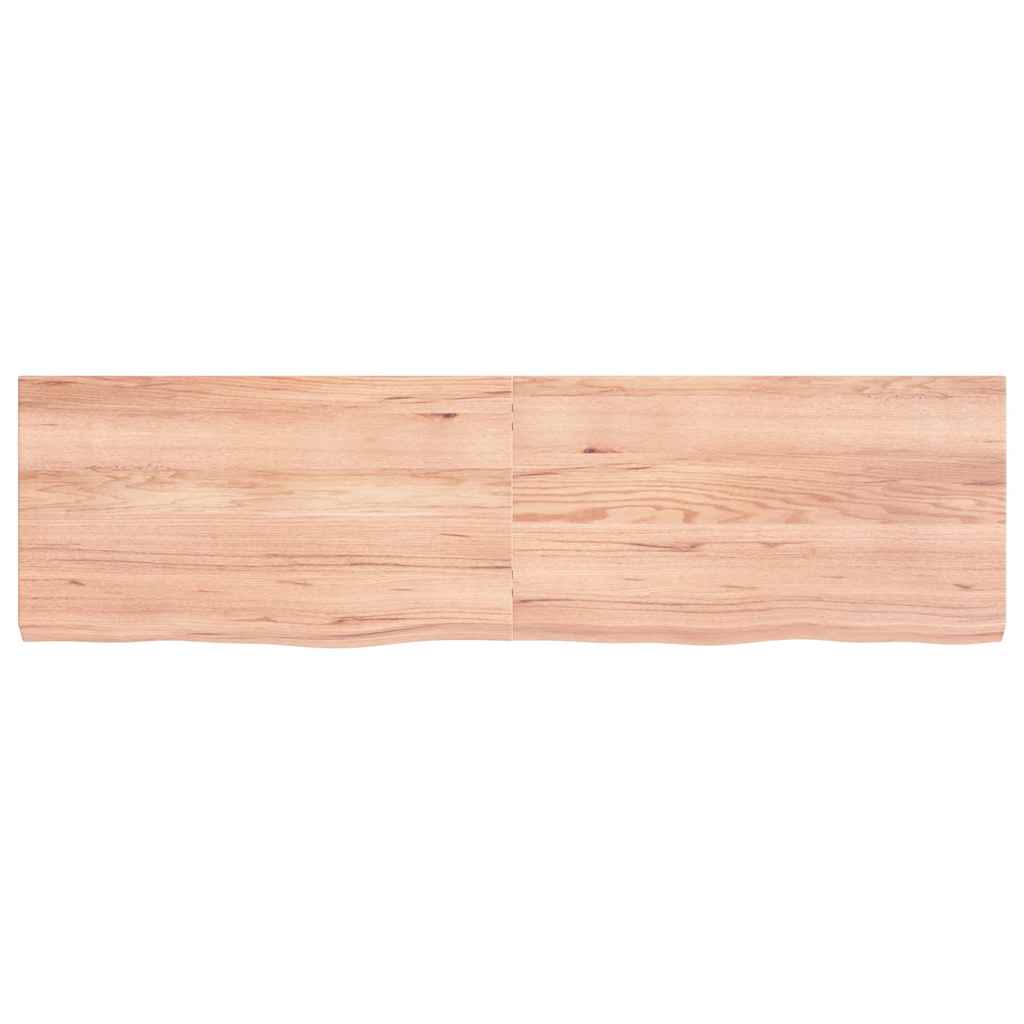 bordplade til badeværelse 180x50x(2-6) cm massivt træ lysebrun