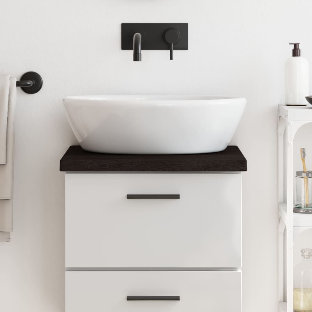bordplade til badeværelse 40x40x(2-4) cm massivt træ mørkebrun