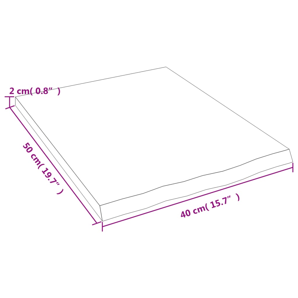 bordplade til badeværelse 40x50x2 cm massivt træ mørkebrun