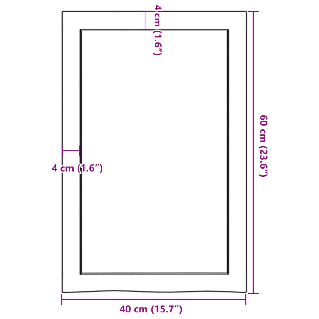 bordplade til badeværelse 40x60x(2-6) cm massivt træ mørkebrun