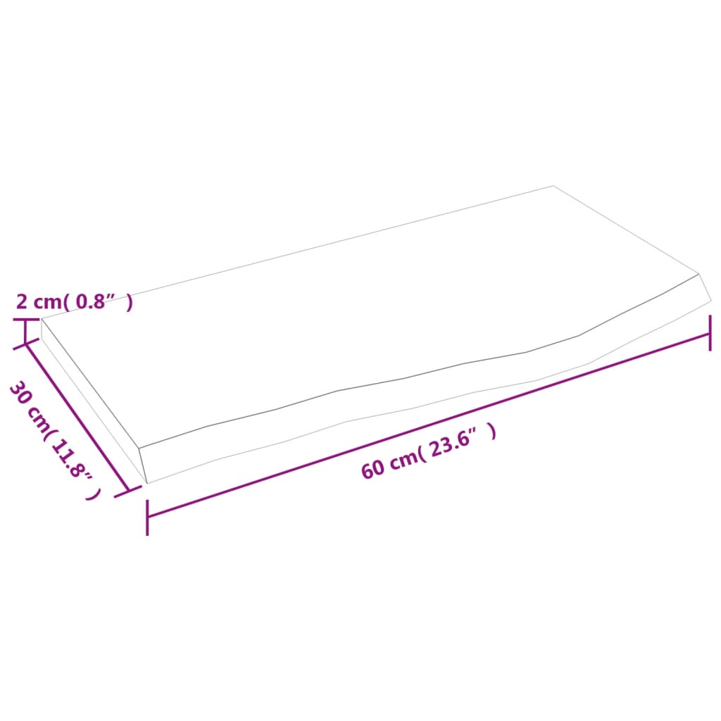 bordplade til badeværelse 60x30x2 cm massivt træ mørkebrun