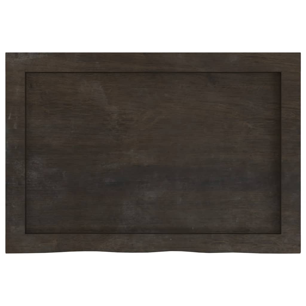 bordplade til badeværelse 60x40x(2-6) cm massivt træ mørkebrun