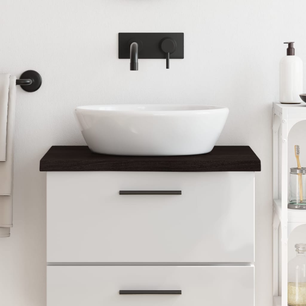 bordplade til badeværelse 60x60x(2-4) cm massivt træ mørkebrun billede